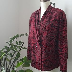 Vintage 1980s Rd and Black Christmas Blouse